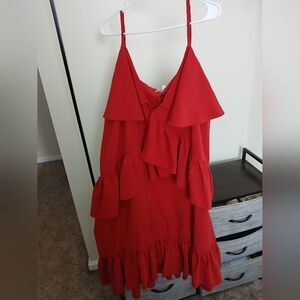 ASOS Curve Elegant Red Ruffle Dress